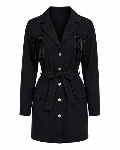 Utility Fringe denim Dress Jacket by LE LIS
