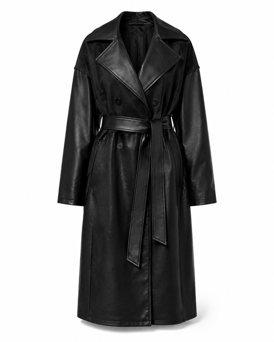 Faux Leather oversized Trench Coat by NA-KD