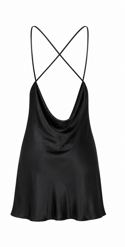 Satin Cowl Neck Dress by MISSLOVE