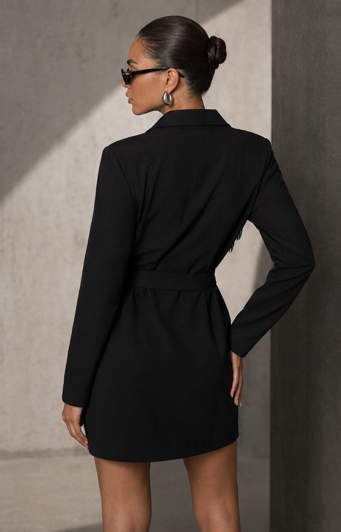 Utility Fringe denim Dress Jacket by LE LIS