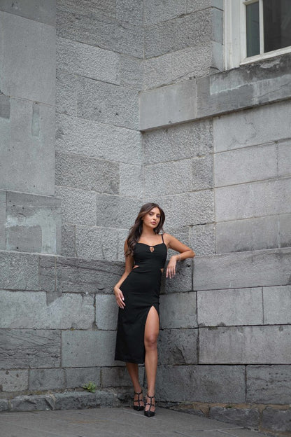 Emilia Black Cut Out Detail Dress by Vesper