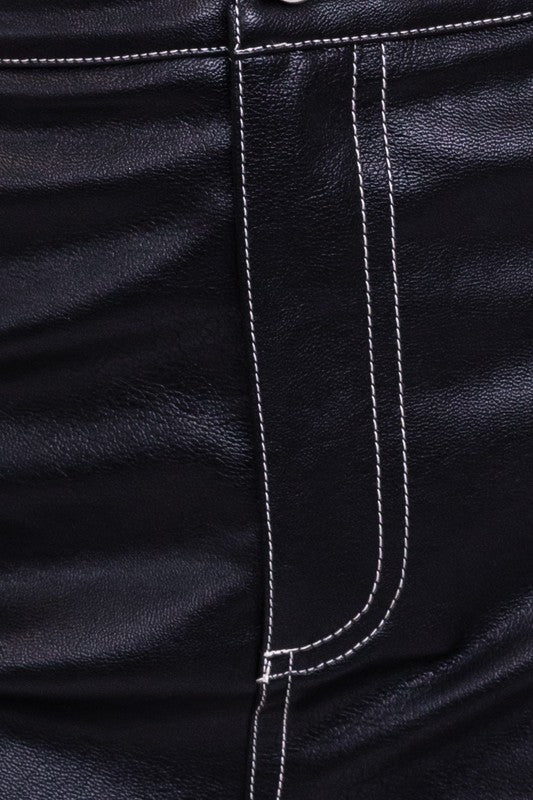 Women's Black Faux Leather Pants | 8LACK Clothing
