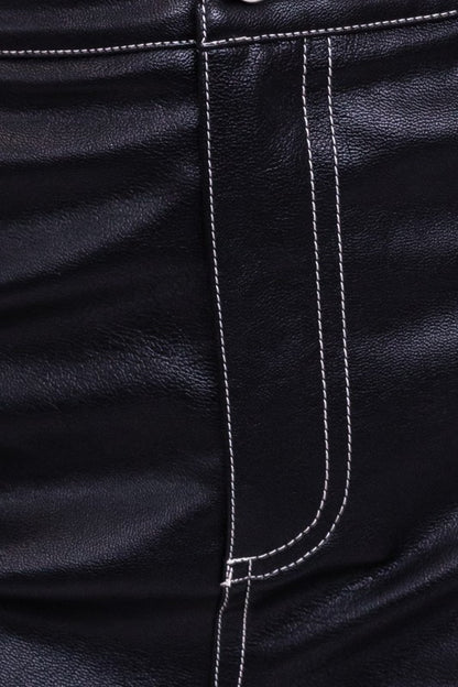 Women's Black Faux Leather Pants | 8LACK Clothing