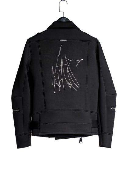 Black Neoprene Biker jacket by XIAN ZONE