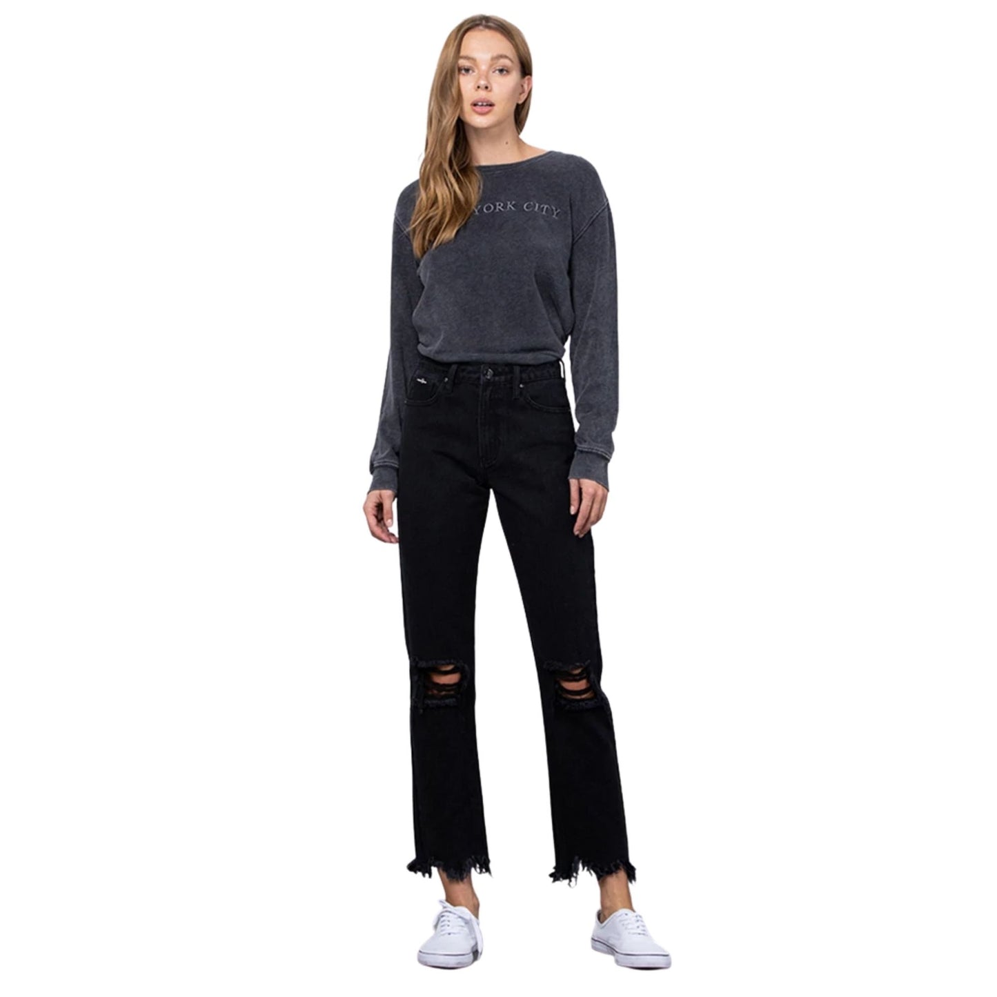 Insane Gene - Daisy Black High Rise Distressed Denim for Women