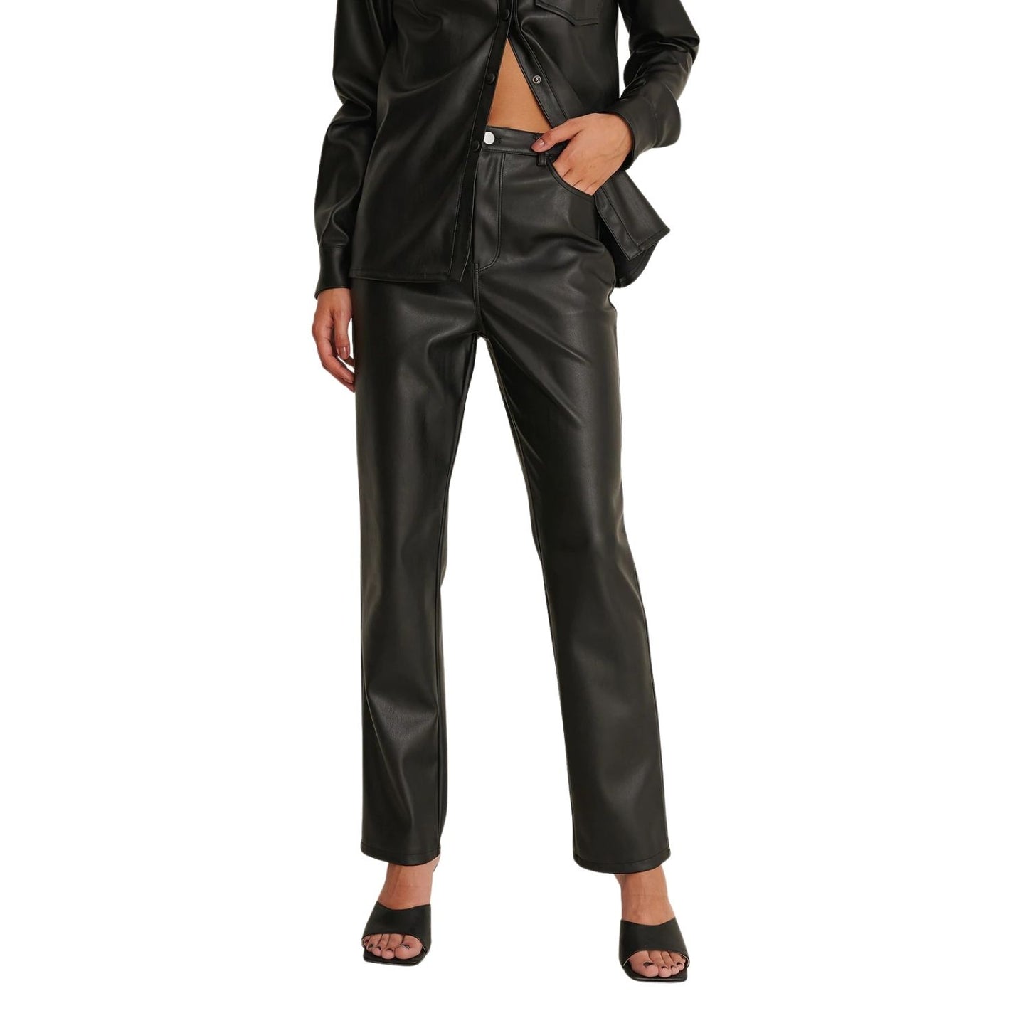 High Waisted Black Faux Leather Pants | 8LACK Clothing