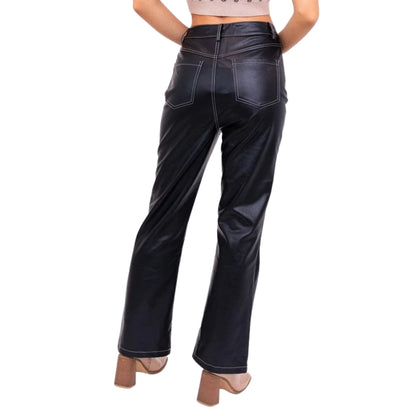 Women's Black Faux Leather Pants | 8LACK Clothing