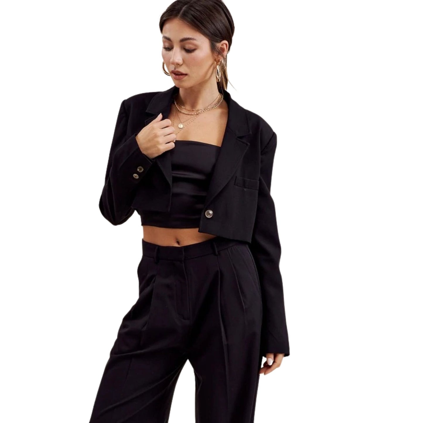 Women's Cropped Blazer (Black) | 8LACK Clothing