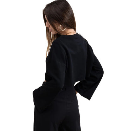 Black French Terry Crop Top | 8LACK Clothing