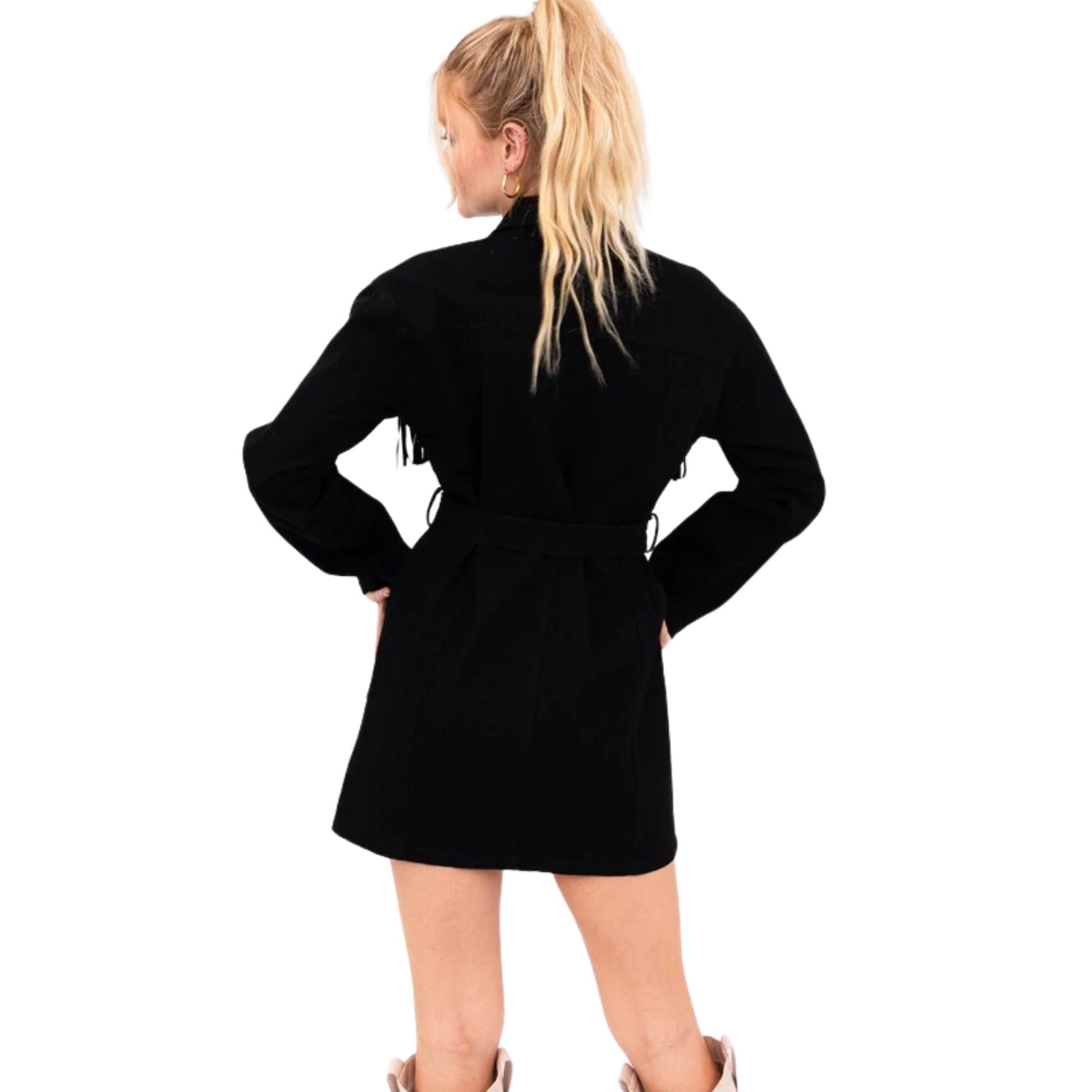 Black Rhinestone Fringe Dress Jacket | 8LACK Clothing