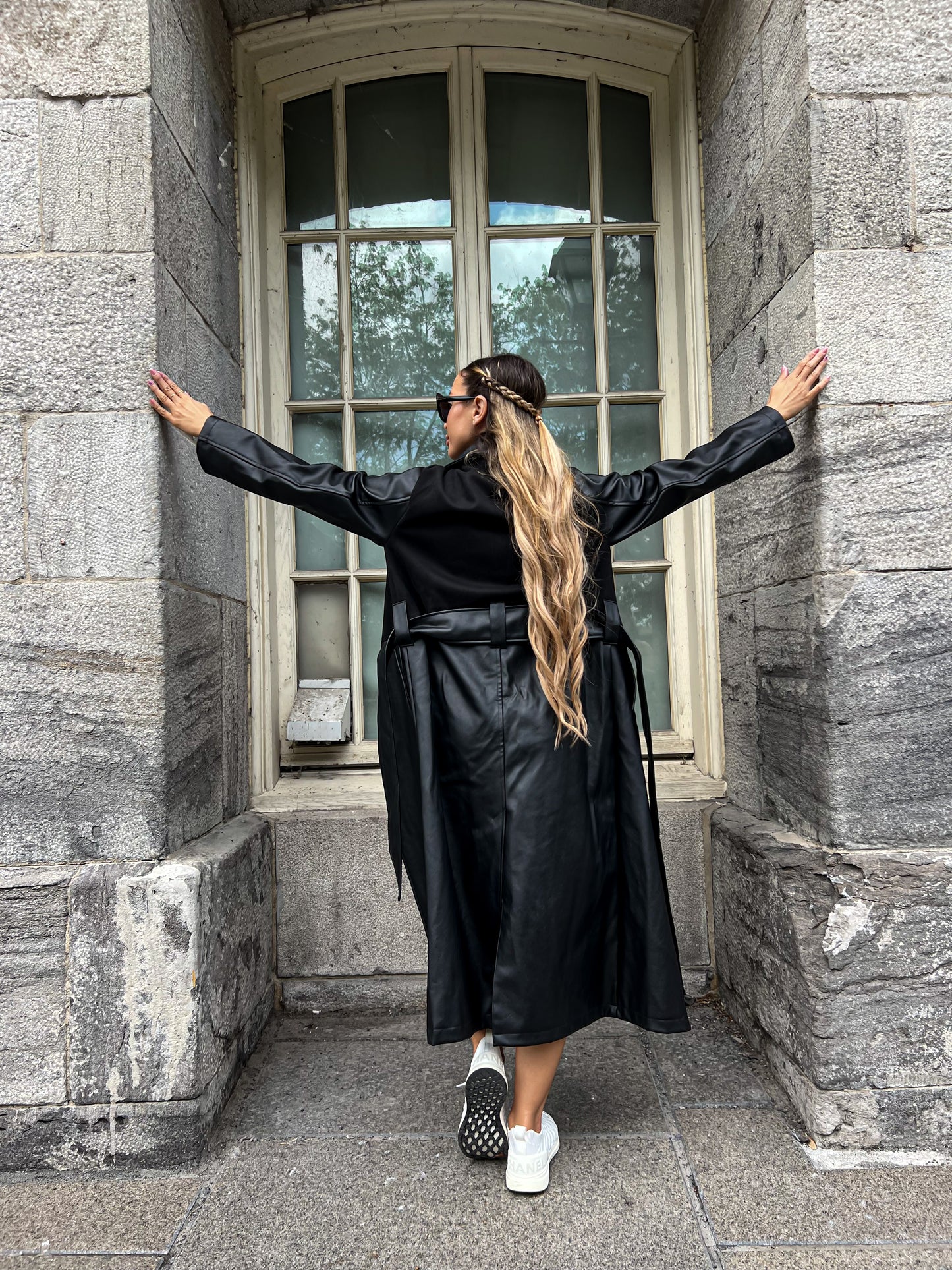 Faux Leather oversized Trench Coat by NA-KD