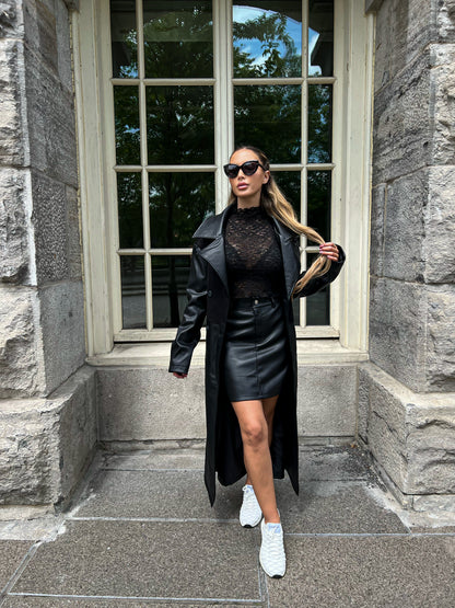 Faux Leather oversized Trench Coat by NA-KD