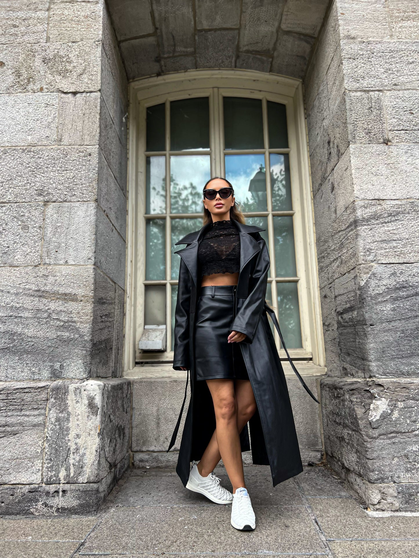 Faux Leather oversized Trench Coat by NA-KD