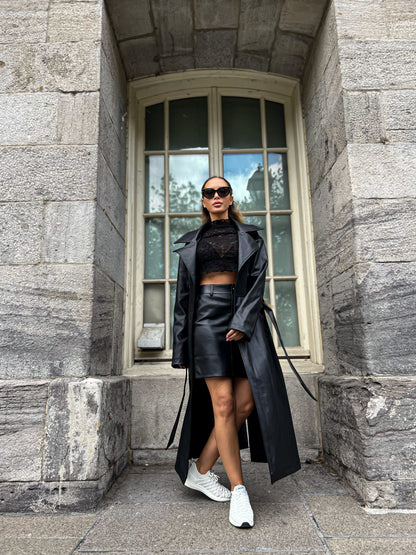 Faux Leather oversized Trench Coat by NA-KD