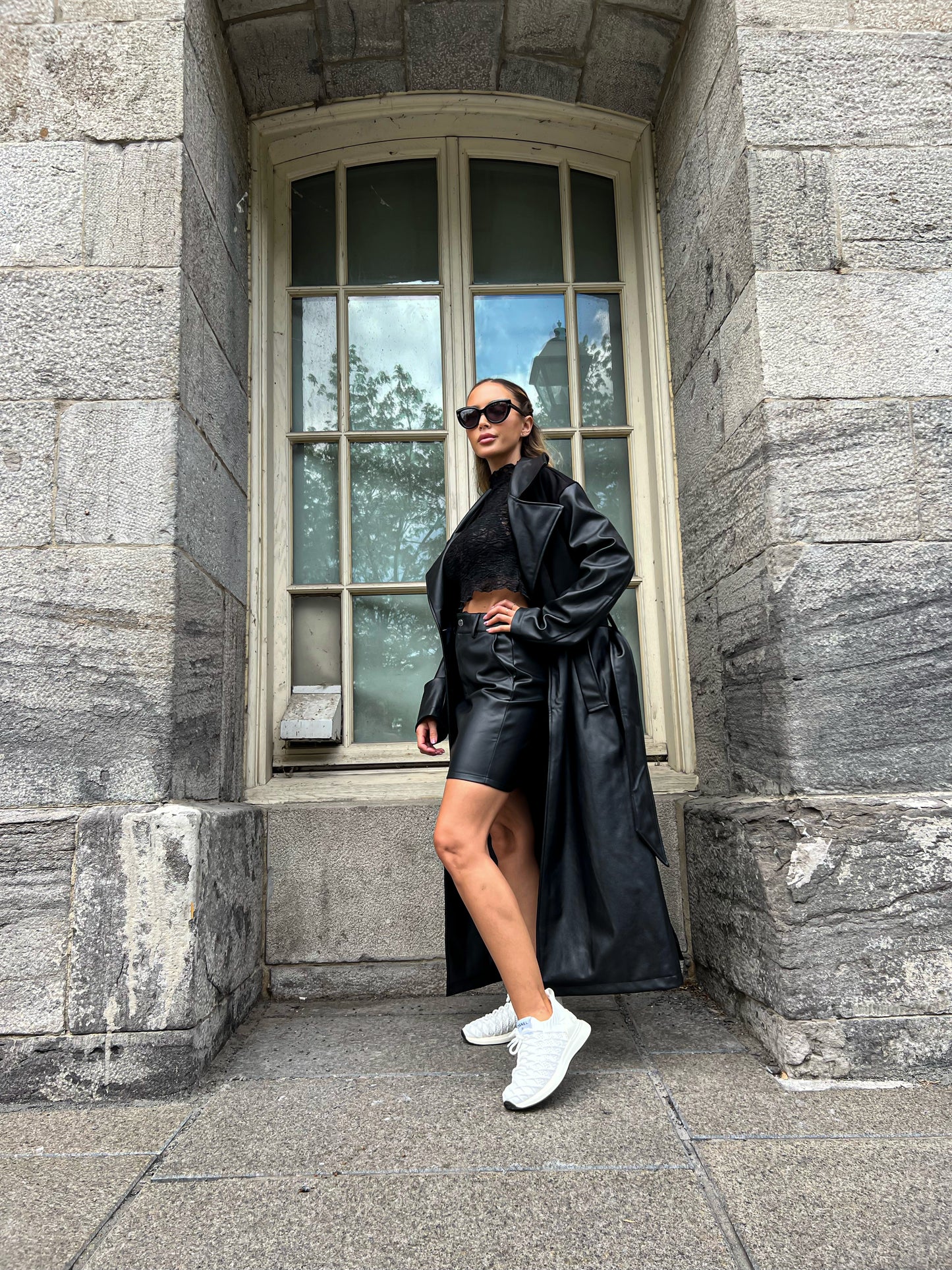 Faux Leather oversized Trench Coat by NA-KD