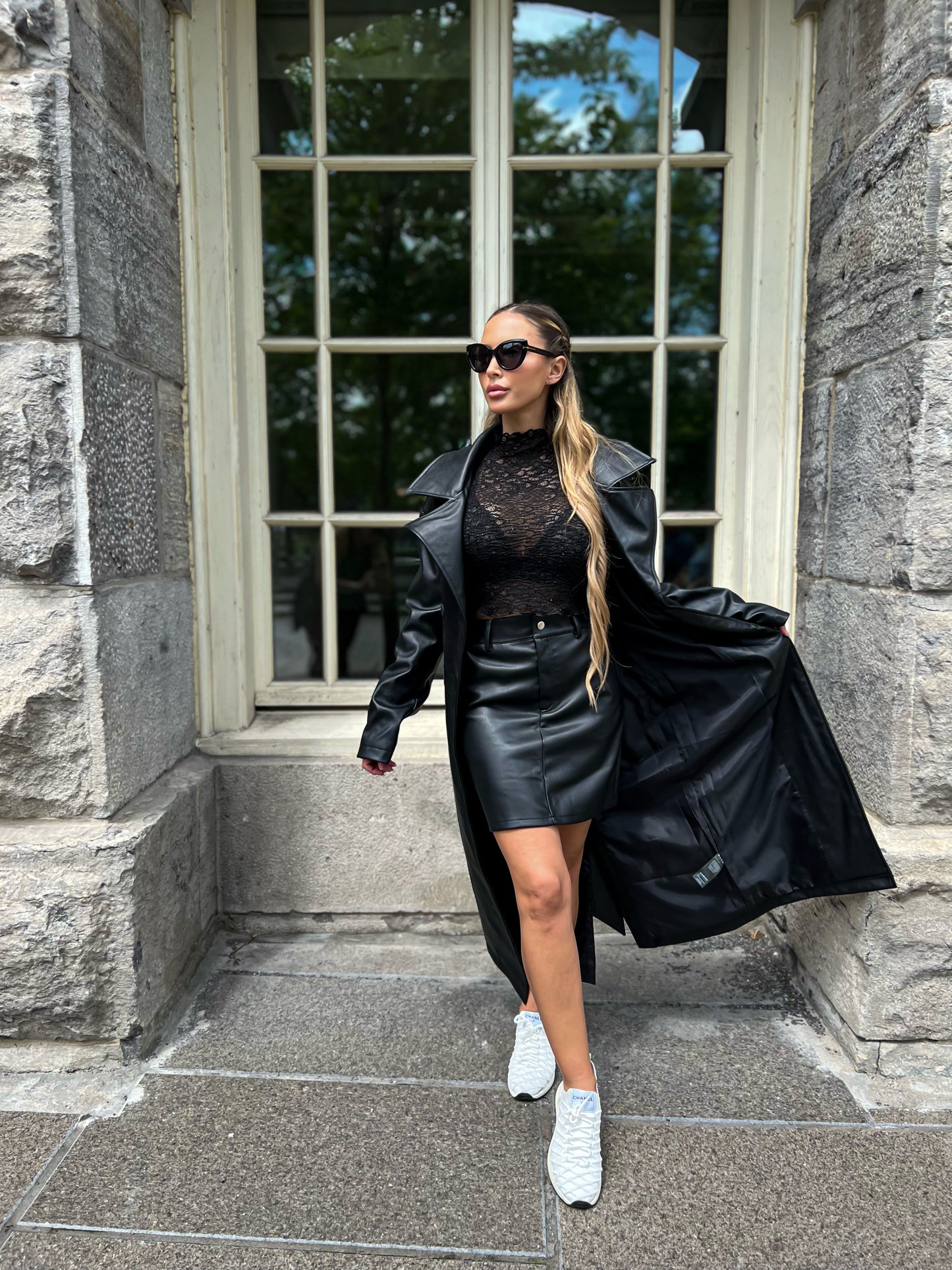 Faux Leather oversized Trench Coat by NA-KD