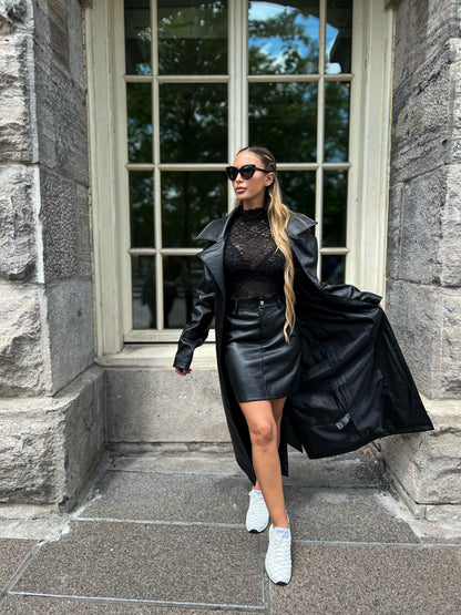 Faux Leather oversized Trench Coat by NA-KD