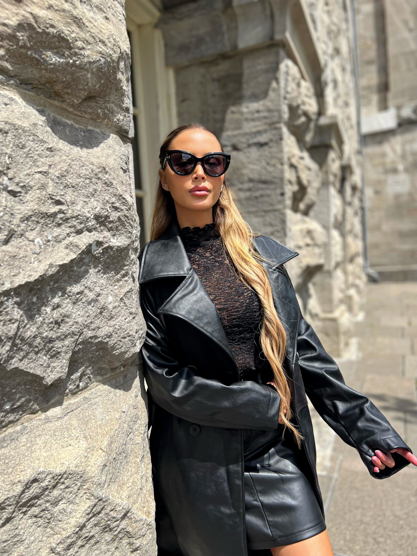Faux Leather oversized Trench Coat by NA-KD