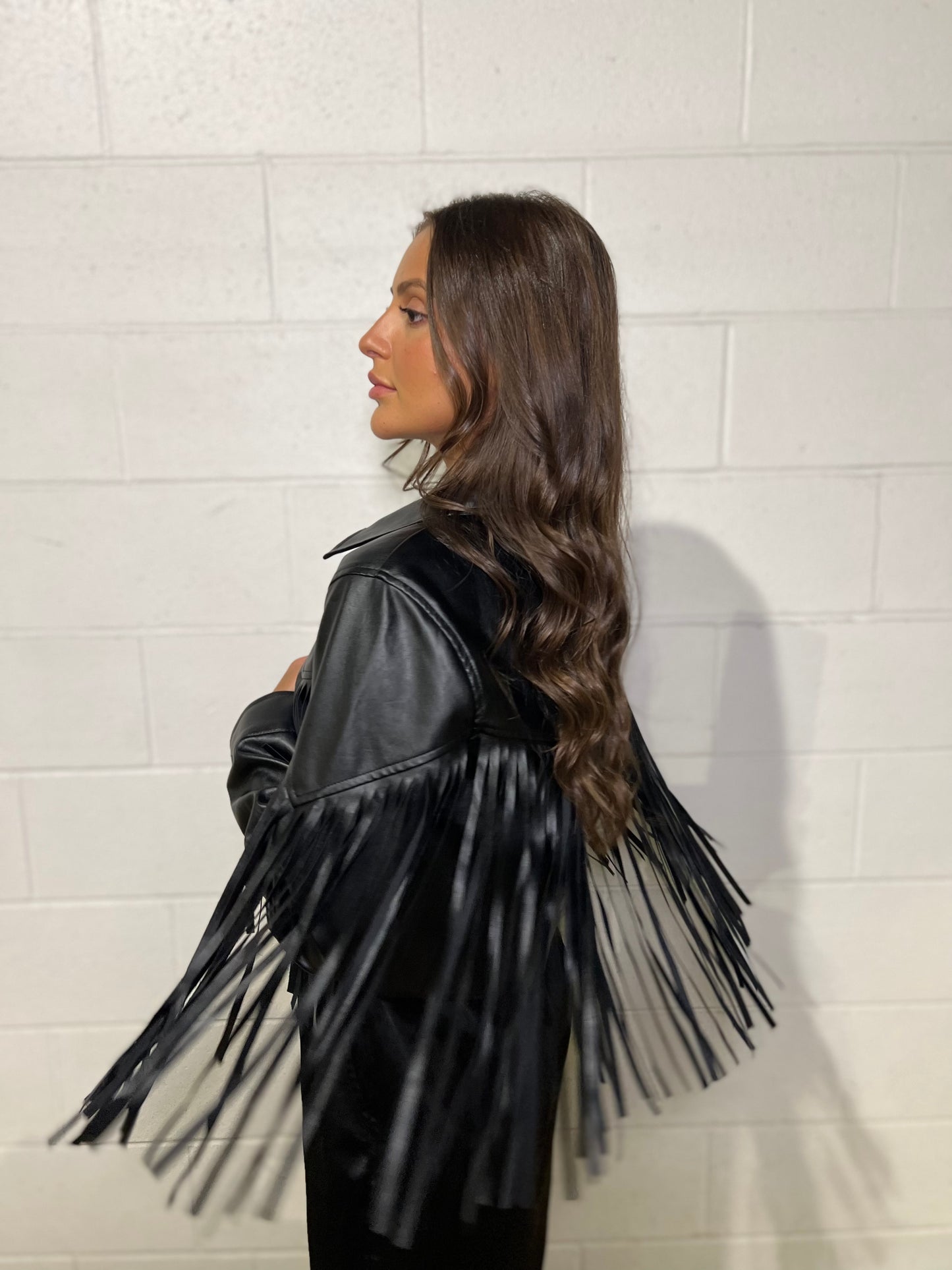 PU Leather Cow Girl Jacket by LE LIS