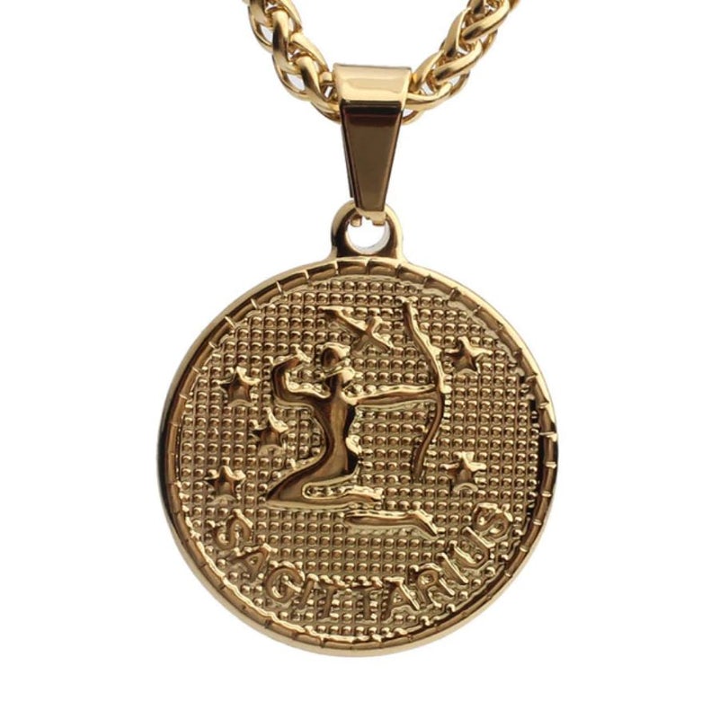 Gold Plated Zodiac Coin Necklace by Sahira