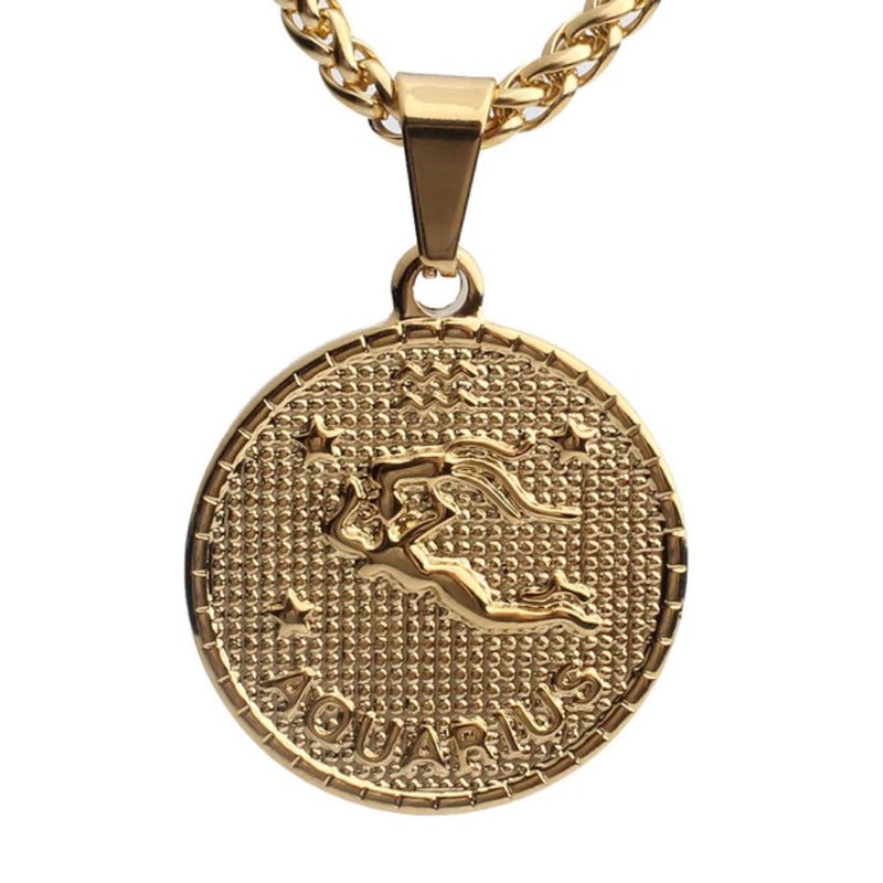 Gold Plated Zodiac Coin Necklace by Sahira