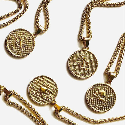 Gold Plated Zodiac Coin Necklace by Sahira
