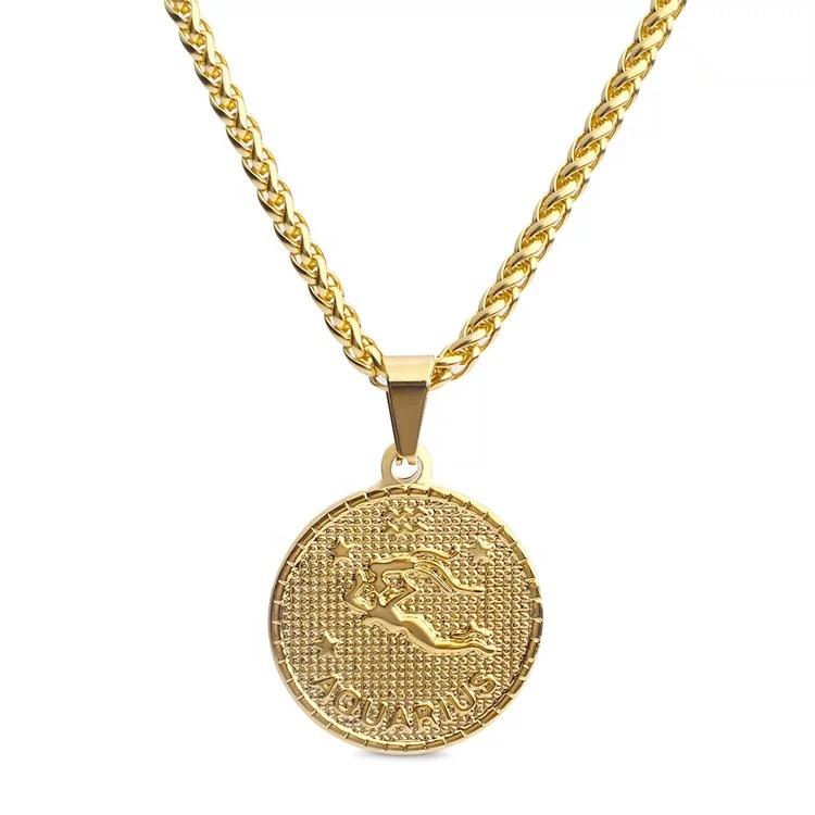 Gold Plated Zodiac Coin Necklace by Sahira