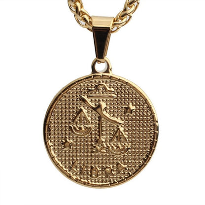 Gold Plated Zodiac Coin Necklace by Sahira